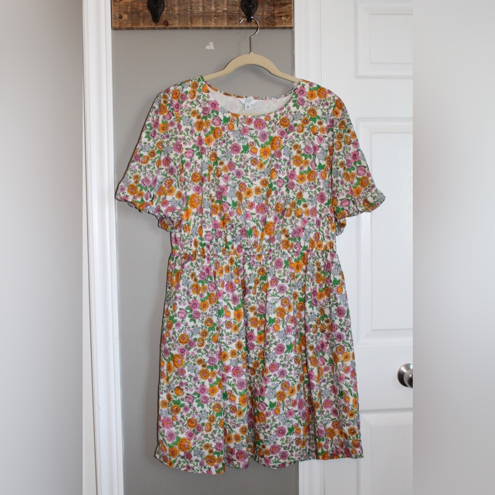 100% Cotton Floral Dress with Pockets